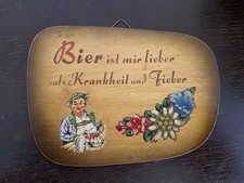 Holzplatte Scherzbild „Bier Ist Mir Lieber Als Fieber“ Bar, Theke, Schild
