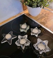 5 x Glas Teelichthalter STERN