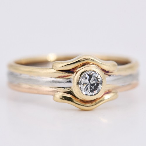 Vintage tricolor ring - gr.,
