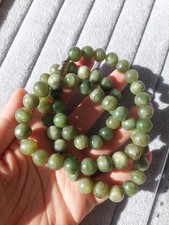 Wunderschöne Vintage lange Halskette aus echtem Jade Nephrit?✨️11mm, 66 cm lang