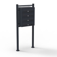 4er Briefkastenanlage Schwarz Postfach 4 Fächer Standbriefkasten Briefkasten