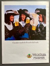 Wicküler Pilsener Drei Musketiere Original 1987 Vintage Advert Werbung Reklame
