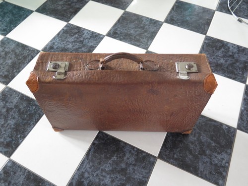 Koffer leder uralt oldtimer - koffer,