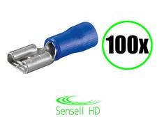 Sensell 100 Flachsteckhülsen Kabelschuhe Flachstecker blau bis 15 A 1,5 - 2,5 mm