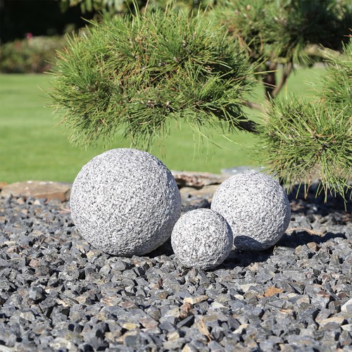 3er set granitkugeln gestockt - granitkugeln,