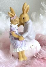 Clayre & Eef Hasenpaar Hase Osterhase Paar Liebespaar auf Osterei, Rosa - Lila