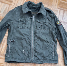 Strellson Herren Jacke M | Swiss Cross | Militär Biker Stil | Dunkelgrün
