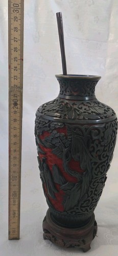 Chinesische vinnabart vase - chinesische, vinnabart-vase