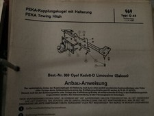 Peka Anbau Anweisung Opel Kadett,Record,Ascona,Manta,Anhängerkupplung