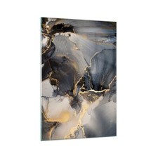 Wandbilder 70x100cm Glasbild Dunkel Abstraktion Gold Groß Bilder Art Wanddeko