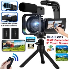 5K Videokamera Camcorder 4K+1080P PDoppellinse 56MP WiFi Vlogging Kamera 16XZoom