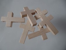 15 St. Rosenkranz-Holz-Kreuze-Basteln Zubehör 3 x 2 cm hell / natur
