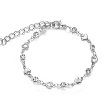Herzen Armband Silber Strass