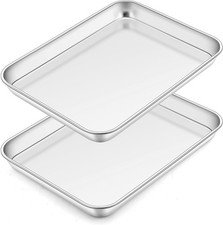 Backblech, 2 Stück Edelstahl Mini Ofenblech Kuchenblech, Rechteckige Ofenschale 