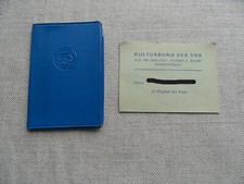 KULTURBUND d. DDR - MITGLIEDSBUCH 1977 + KLUB d. INTELLIGENZ Mitgliedskarte - D2