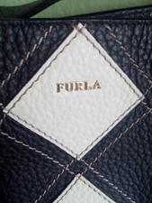 FURLA shopper NEU⭐ echt LEDER schwarz weiss tasche hobo raute ? aktentasche ?