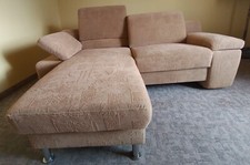 Couch / Sofa mit Ottomane ohne Schlaffunktion braun Hergestellt in Deutschland 