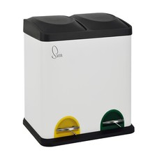 SVITA TC2X15 Küchen-Eimer 30 L Abfalleimer 2er-Mülleimer Mülltrennung Stahl Weiß