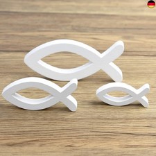 6er Set Deko Fisch Weiß aus