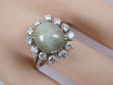 edler Designer Ring mit Chrysoberyll Katzenauge und Brillanten Gelbgold 750