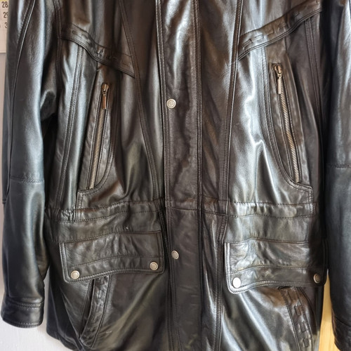 Herren leder parka schwarz - leder,