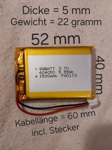 Lipo akku 604050 v 1500 - lipo, 3,7