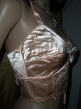 RAR Vintage le Divin Paris Glanz Satin Long BH Gr 95 Corsage Bustier NEU!! (e44)