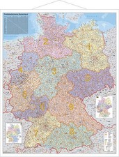 Postleitzahlenkarte Deutschland mit Bundesländern, laminiert, reißfest 92x122cm