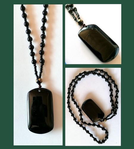 Halskette obsidian - halskette,
