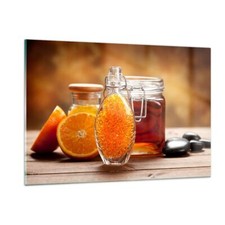 Wandbilder 120x80cm Glasbild Essen Honig Glas Vitamin XXL Bilder Art Wanddeko