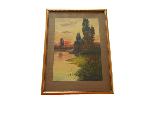 Aquarell flusslandschaft mit - aquarell,
