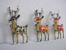 Weihnachten Ansteck-Nadel Trachten-Brosche Bunt Rentier Hirsch Bronze Pin NEU