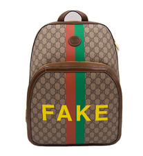 GUCCI Printed Leather & Canvas
