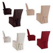 Stuhlhusse 2er Set Stuhl Husse Schleife Überwurf 40x40x110 Baumwolle Canvas 