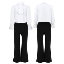 Jungen Shirt Mit Hose Bühne Renaissance Flare Hose Gothic Einfarbig Kostüm Yoga