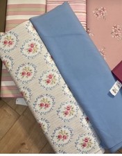 Vintage Bezugstoff  Rosen + Uni Hellblau  jeweils 1m X  135 cm Clarke Baumwolle