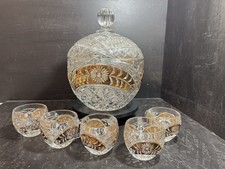 Bowle Set für 5 Personen aus Kristallglas Punschset Vintage vergoldet DDR alt