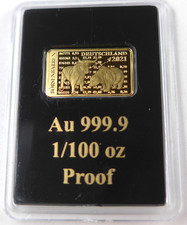9999 Gold 1/100 Unze Barren Börsenbarren Deutschland 2021 Anlage