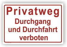 Schild -Privatweg Durchgang und Durchfahrt verboten-  Warn-Hinweisschild P0049