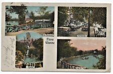 AK Wanne-Eickel Flora, Wasserfall, Musiktempel, Gartenansicht, Partie am Teich