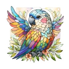 3x Sticker Papagei Buntglas
