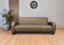Echtleder Sofa Couch aufklappbar mit Schlaffunktion und Stauraum Leder Grün