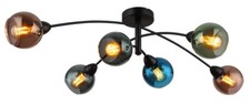 GLOBO Zarlona Decken Leuchte Lampe Strahler Metall schwarz Glas bunt 6-flg E27