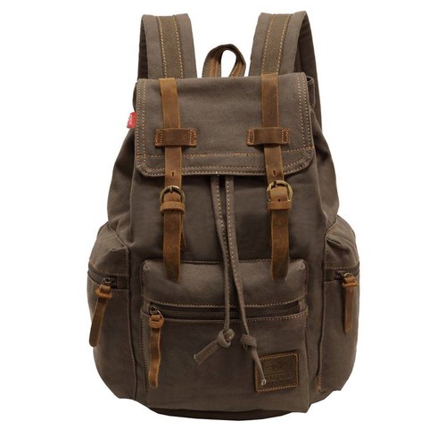 Vintage canvas leder rucksack - vintage,