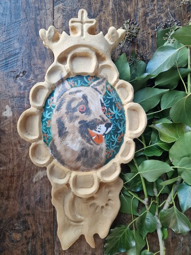 Holzlatte mit hunde gemälde - hunde,