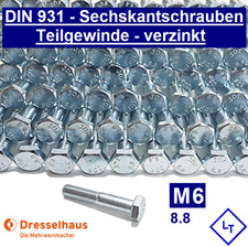 DIN 931 M6 Sechskant Schrauben