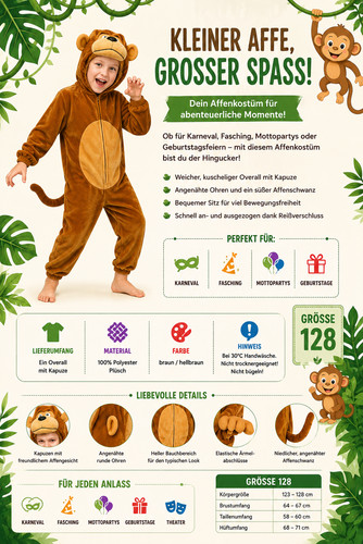 Affenkostüm kinder overall - affenkostüm,