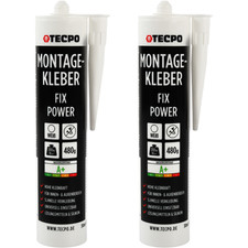 TECPO MONTAGEKLEBER FIX POWER 2x 480g UNIVERSAL BAUKLEBER STYROPOR-KLEBER WEIß