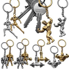 Schlüsselanhänger Edelstahl Hantel Fitness Bodybuilding Sport Bizeps Anhänger 