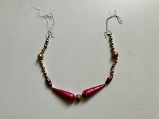 Christbaumschmuck Gablonz  Kette Vintage Alt Rot Gold  zum  Anhängen Ca 42 cm